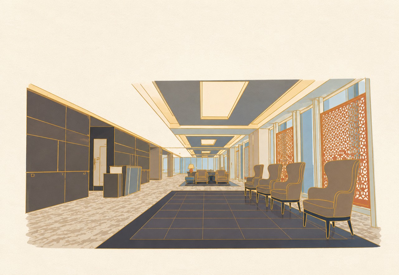 TIMC OSAKA 院内检查动线的风格化插画