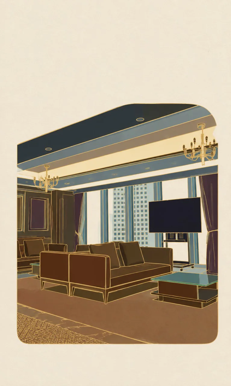TIMC OSAKA 贵宾休息区的风格化插画