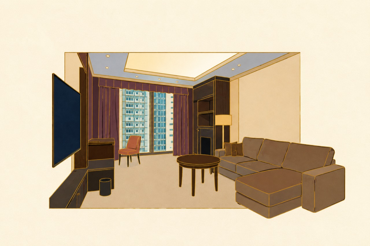 TIMC OSAKA 独立休息空间的风格化插画